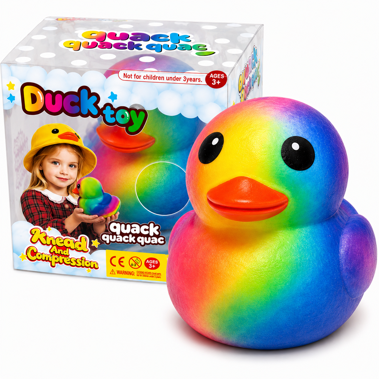 Rainbow Giant Durable Squishy Duck