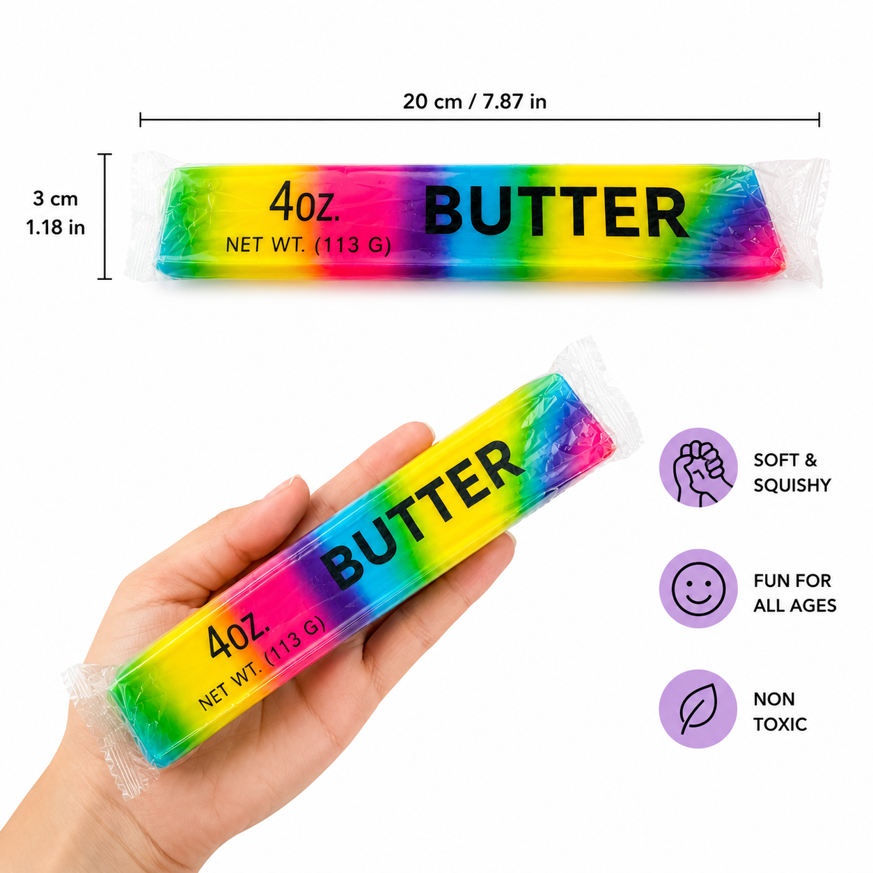 Slow Rising Rainbow Butter Stick Squishy Giant 22cm
