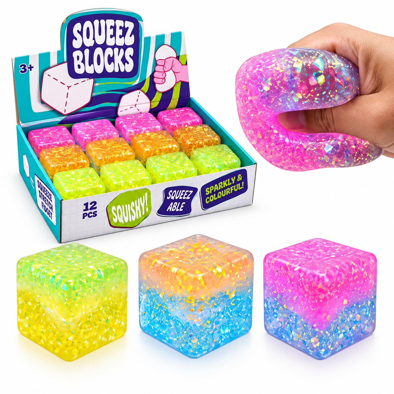 Jelly Cube Squishy - Glitter 2 Tone