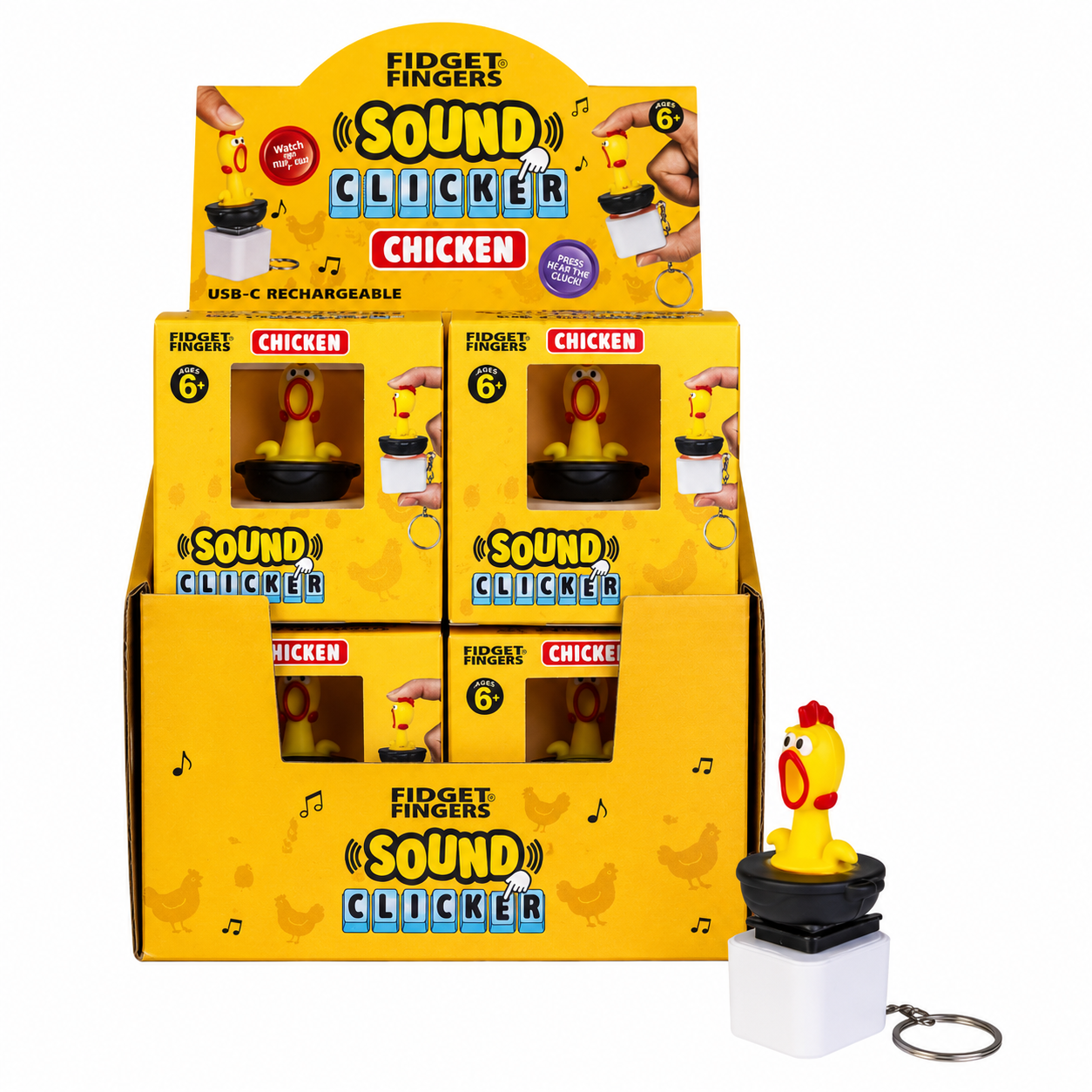 2x Chicken Sound Fidget Keychain