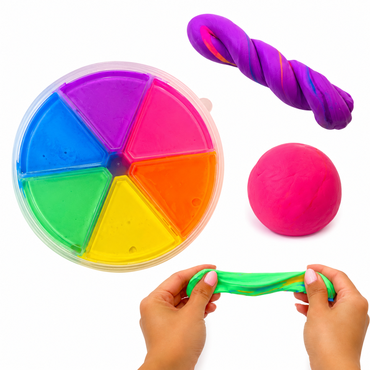 6 Colour Wheel Bouncing Putty Pack