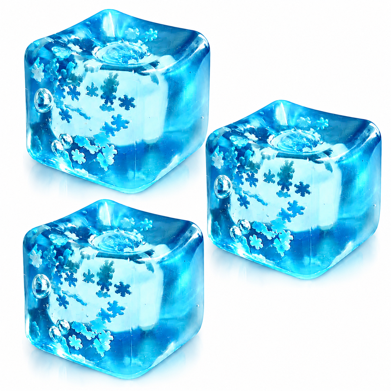 Jelly Cube Squishy - Snowflake 3 Pack