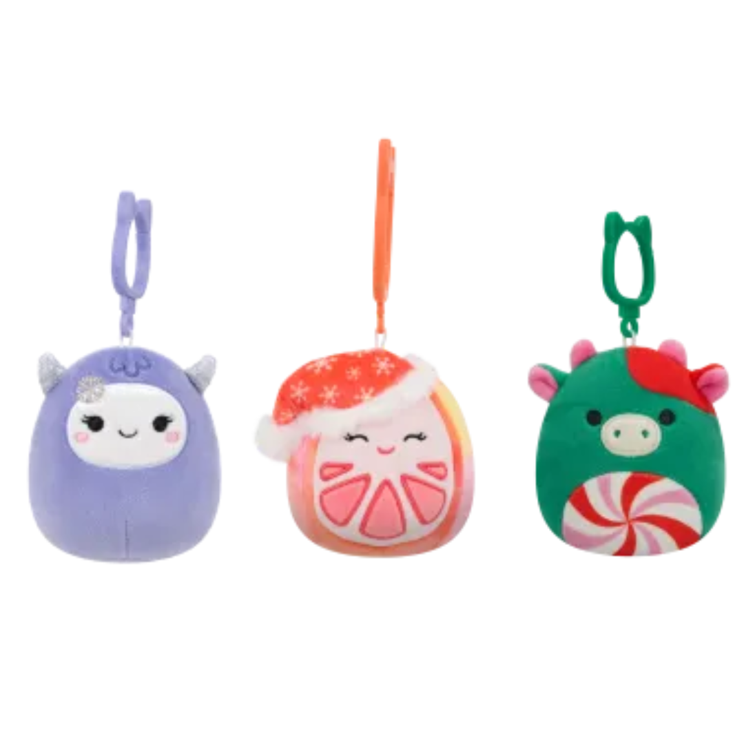 Squishmallows Clip on 9cm - Christmas Set 3 Pack