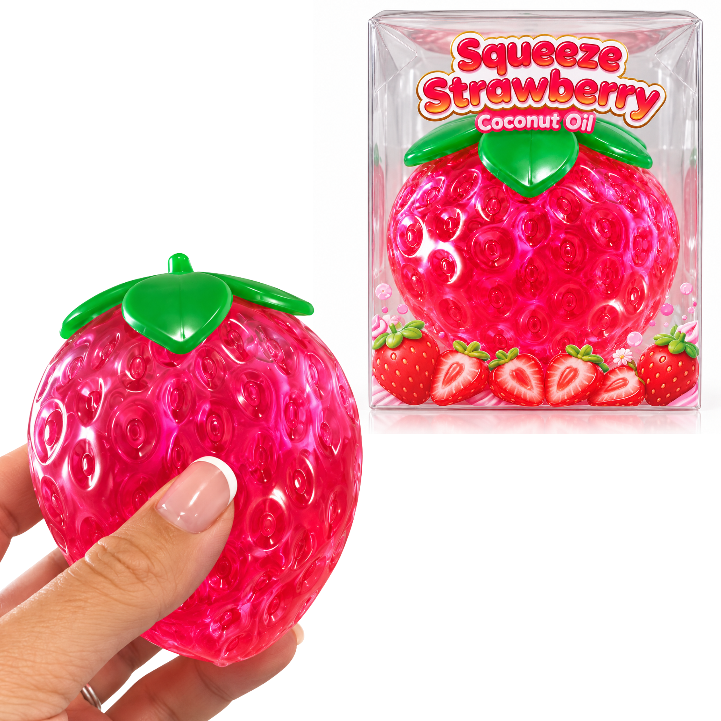 Coconut Oil Strawberry Squishy 2 Pack