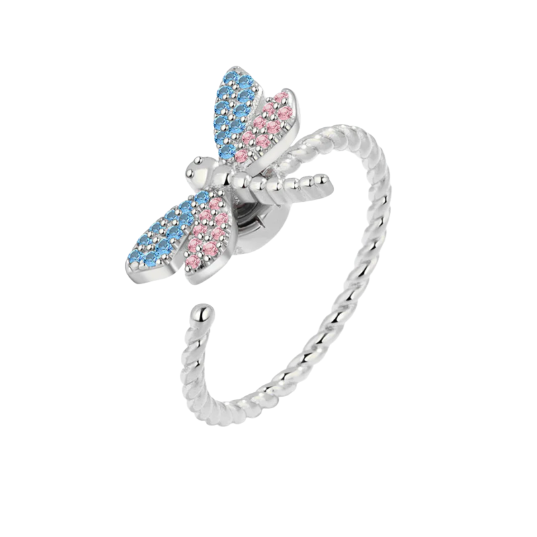 Dragonfly Spinner Fidget Ring Silver