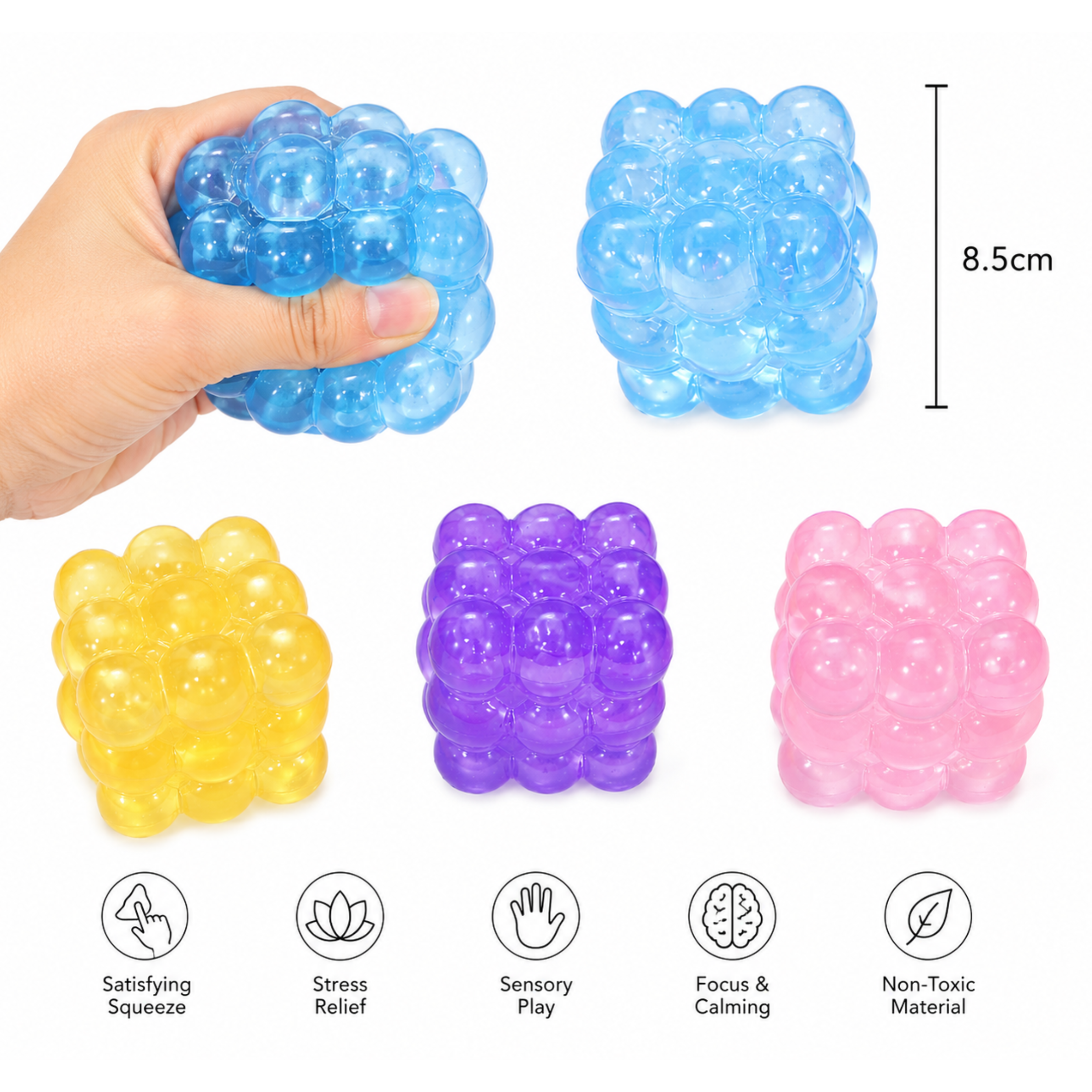 Jelly Cube Squishy - Bubble Cube 3 Pack