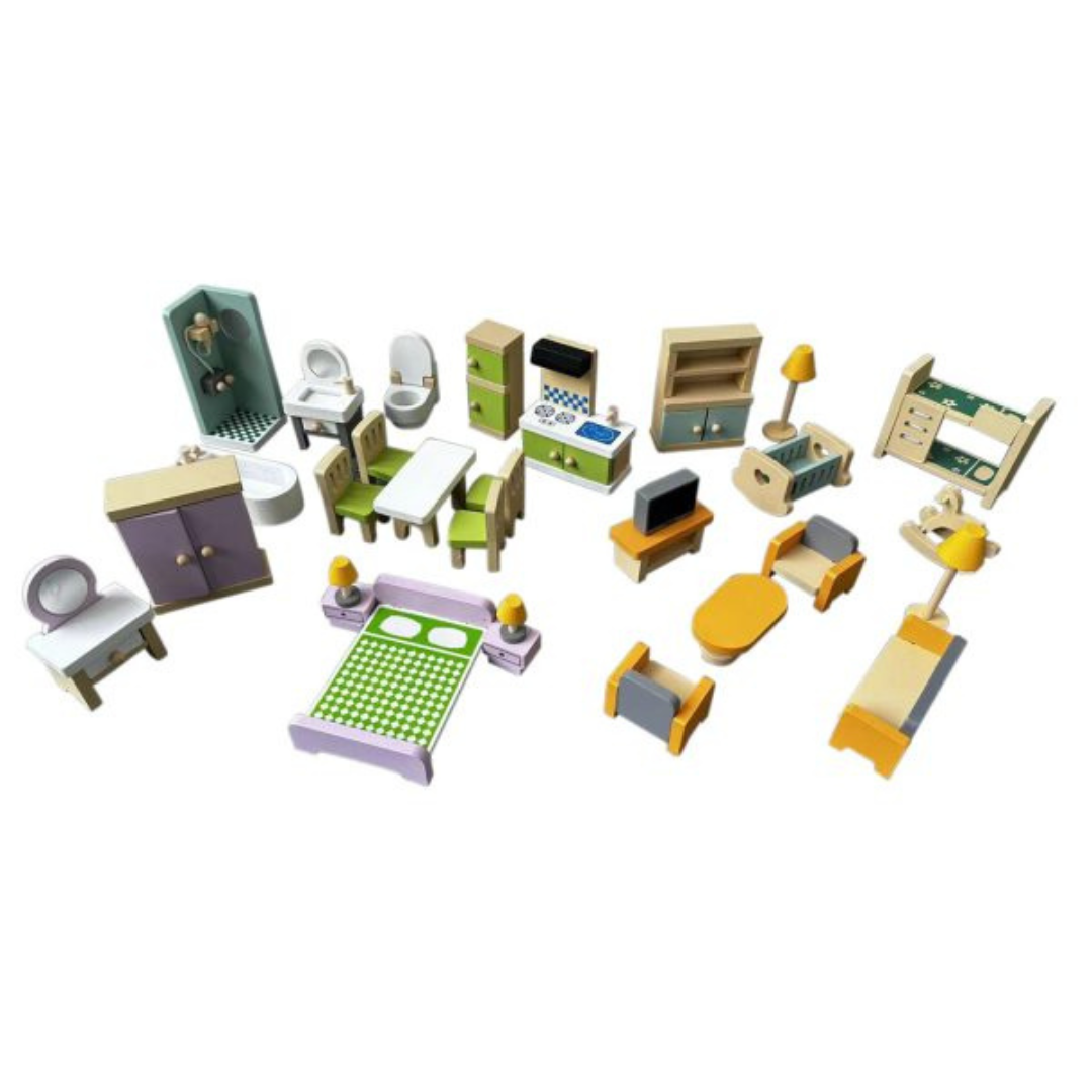Wooden Doll House Furniture Set