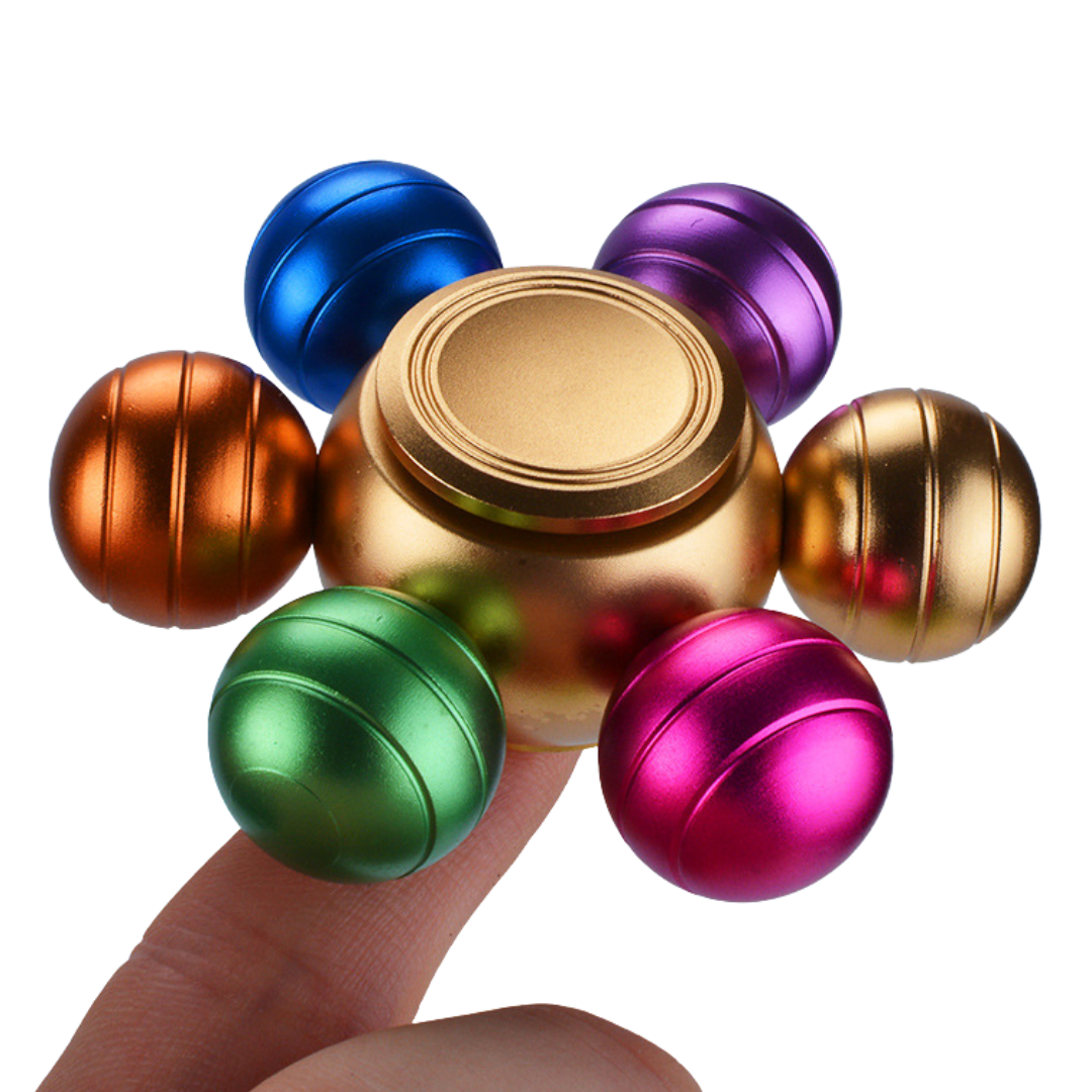 Rainbow Ball Metal Fidget Spinner - Free Zip Travel Case