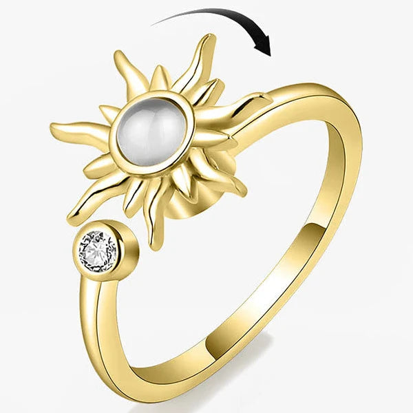 Sun Stone Spinner Fidget Ring Gold